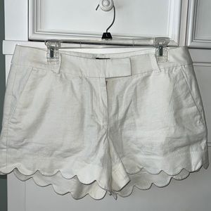 J, by J. Crew Scalloped White Cotton Shorts Size 10